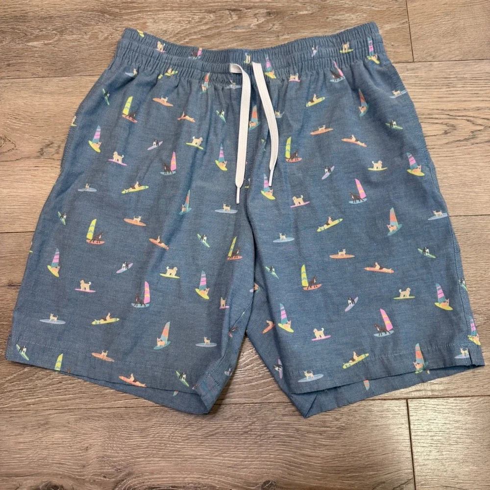 Chubbies Mens Blue Dog Windsurfing Swim Trunks 7 Inch Inseam Small Mesh Liner